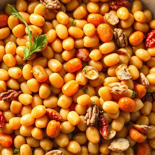 Assortment of plant-based protein sources including lentils, tofu, nuts, and seeds