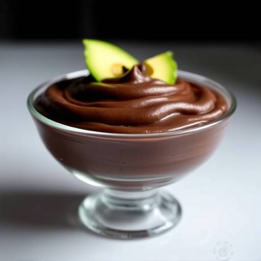 Dark chocolate avocado mousse in a glass bowl